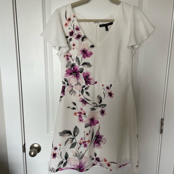 White House Black Market Floral White A line Dress for Work Spring Bridal Shower - Picture 4 of 7